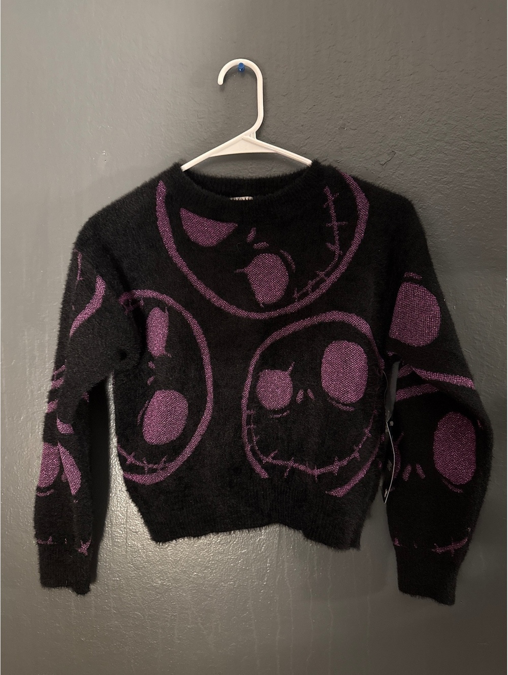 The Nightmare Before Christmas Jack Skellington Black and Purple Sweater Medium